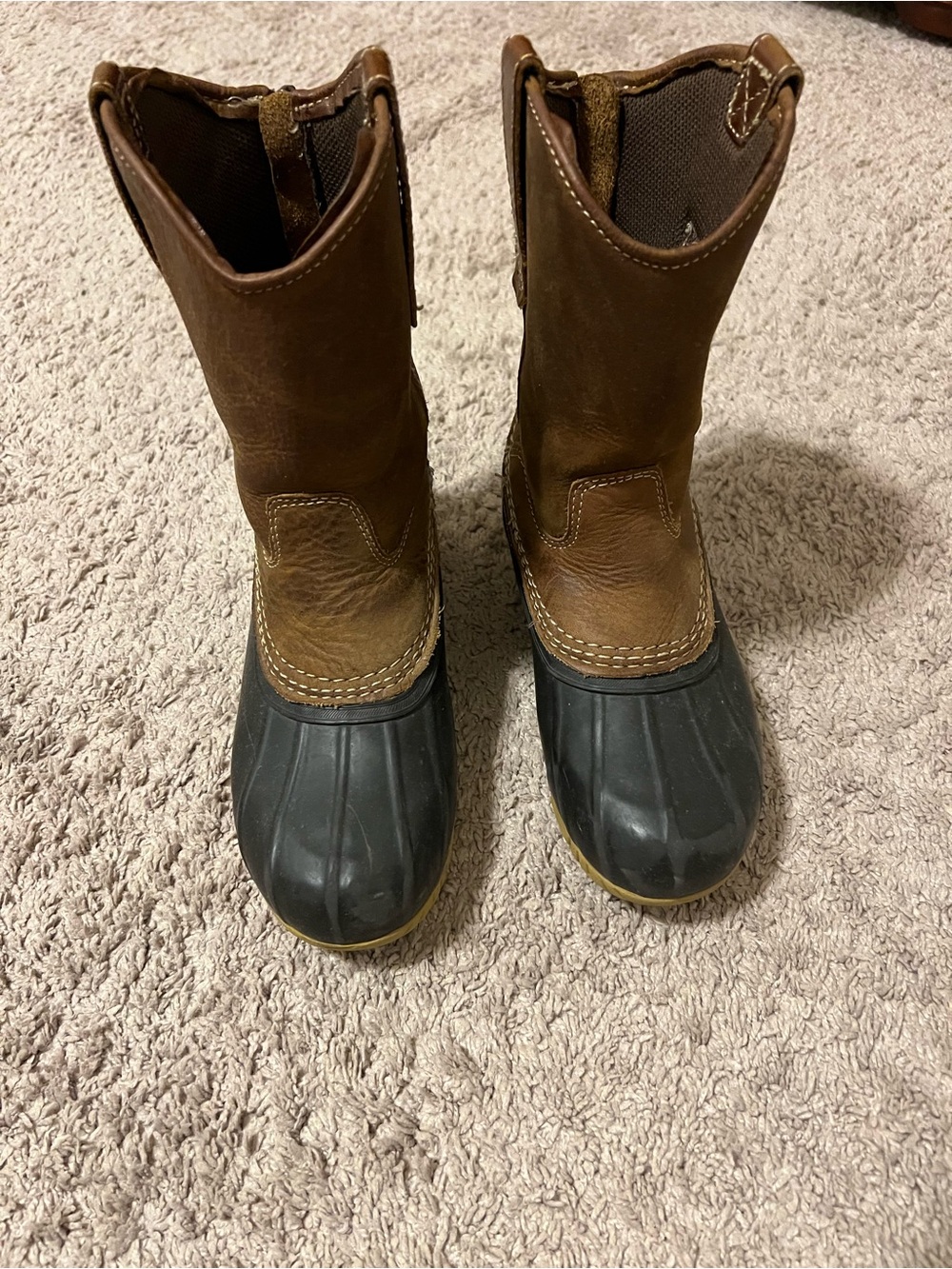 Georgia Boots Kids Brown Duck Rain Boots with Black Rubber Toe